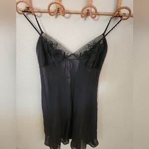 Victoria's Secret Y2K Vintage silk black slip dress